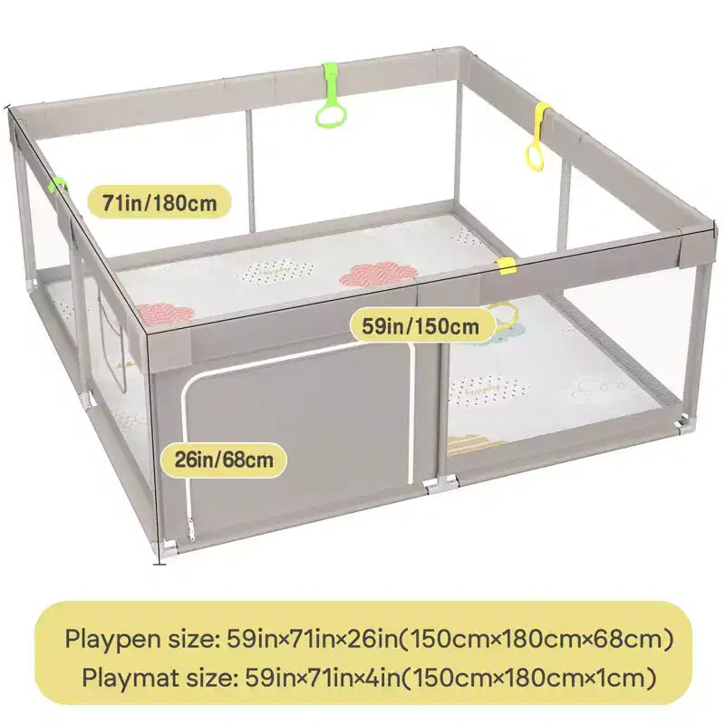Fodoss 59x71in Baby Playpen with Mat  Safe Activity Center & Fence for Babies and Toddlers, Indoor & Outdoor Use