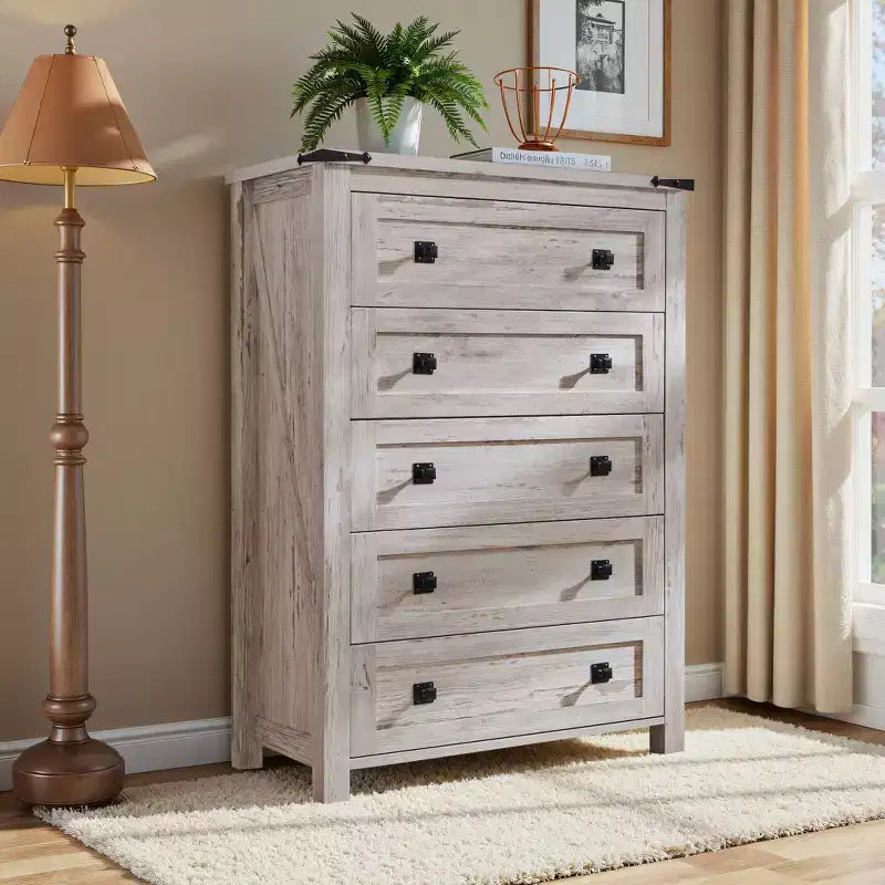 6-Drawer Double Dresser, Rustic Wood Wide Chest of Drawers for Bedroom, Living Room, Hallway