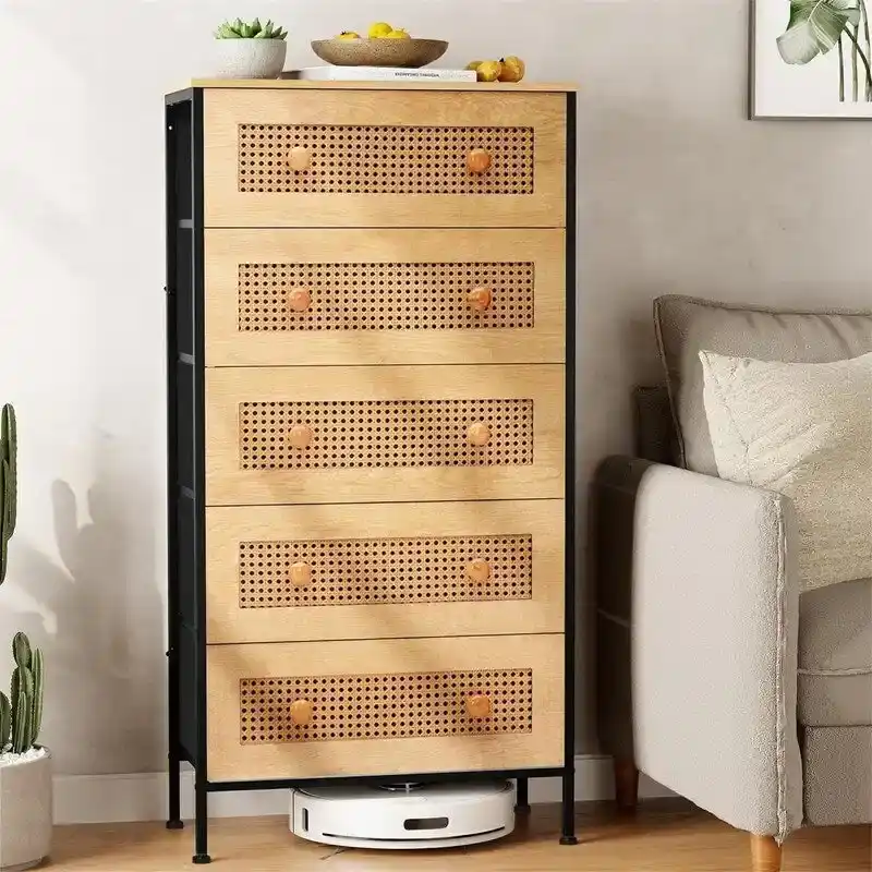 Rattan Dresser Storage Tower - 11.81D x 23.23W x 45.67H