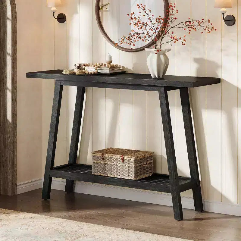 2-Tier Solid Wood Console Table, 41.3