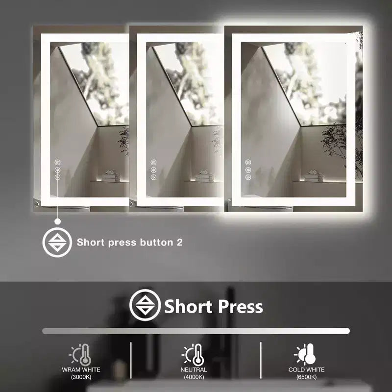 Bathroom Mirror Dual Light Source Three Lighting Modes