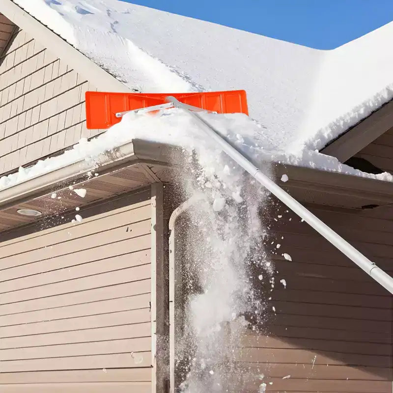 VEVOR Snow Roof Rake, 25 Plastic Blade Snow Removal Tool, 21ft Reach Aluminium Handle, Superior Roof Shovel with Anti-Slip Handle Grip, Silver