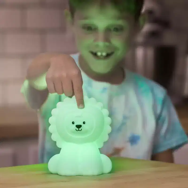 LumiPets LumiLion Nightlight: Silicone Night Light with LED, Dimmable Settings, Battery Powered for Kids' Bedrooms
