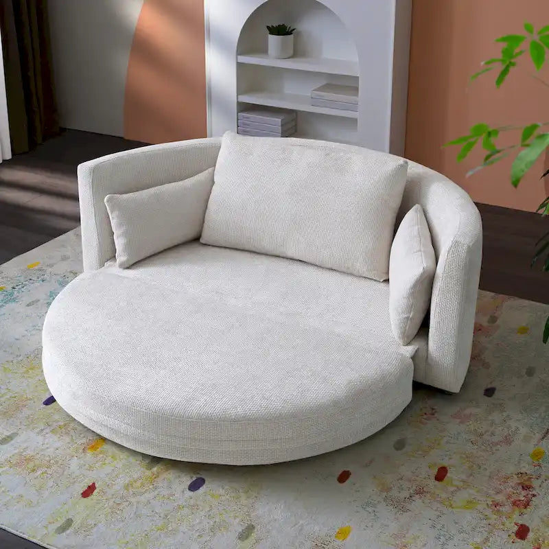 Foldable Linen Chair Bed,Floor Sleeper Sofa Bed,Circular Bed,Adjustable Futon Sofa,Folding Lazy Sofa Couch for Living Room