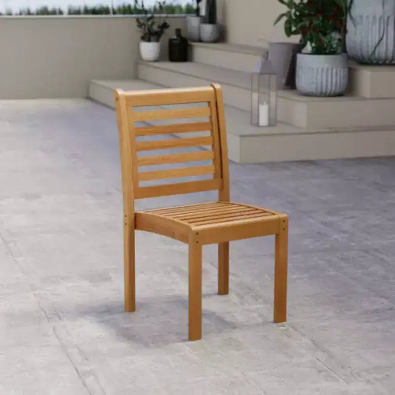 Amazonia Gruta 4pc Teak Finish Wood Outdoor Patio Dining Side Chair Set