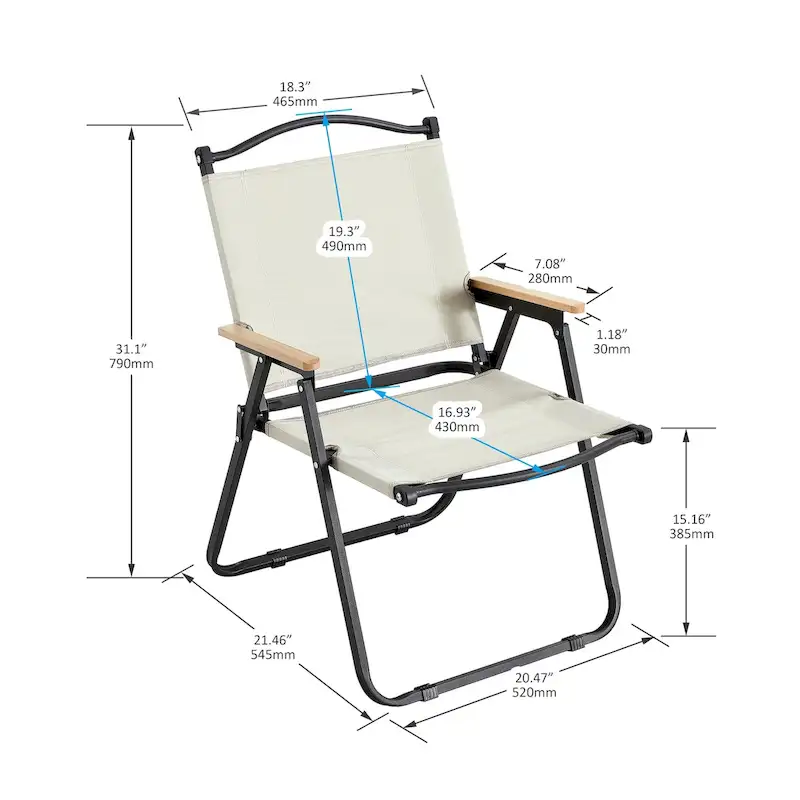 1-Piece Folding Outdoor Chair for Indoor, Outdoor Camping, Picnics, Beach,Backyard, BBQ, Party, Patio