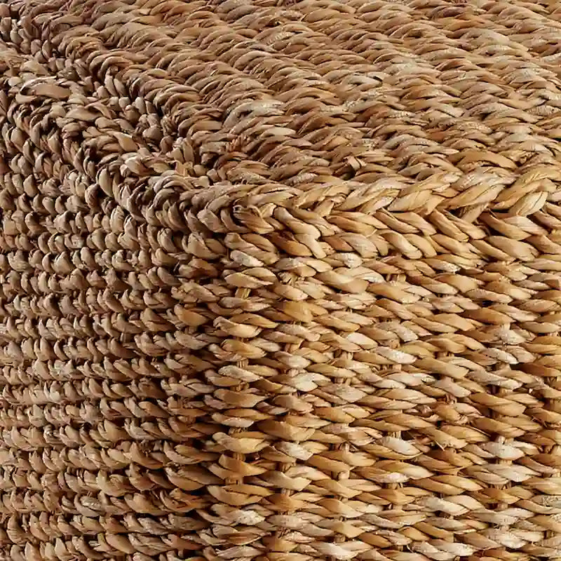 Hand Woven Seagrass Square Pouf Natural Color Boho Ottoman
