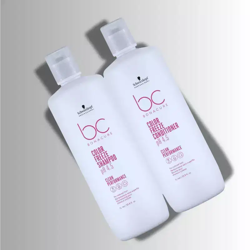 Schwarzkopf BC Bonacure Color Freeze Shampoo & Conditioner (33.8 oz XXL LITER) | Effective Care | Rich Hair Care for Color-Treated Hair - DUO SET Kit