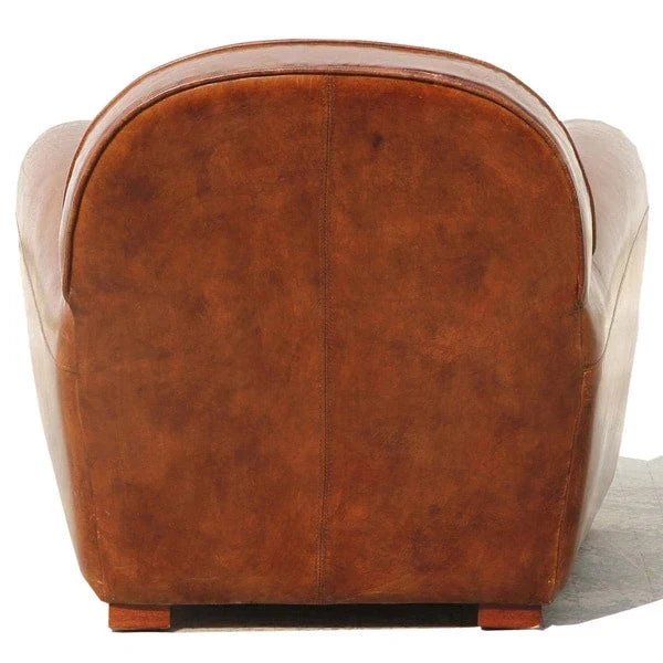 Fauteuil club Paris en cuir véritable marron, Pasargad Home
