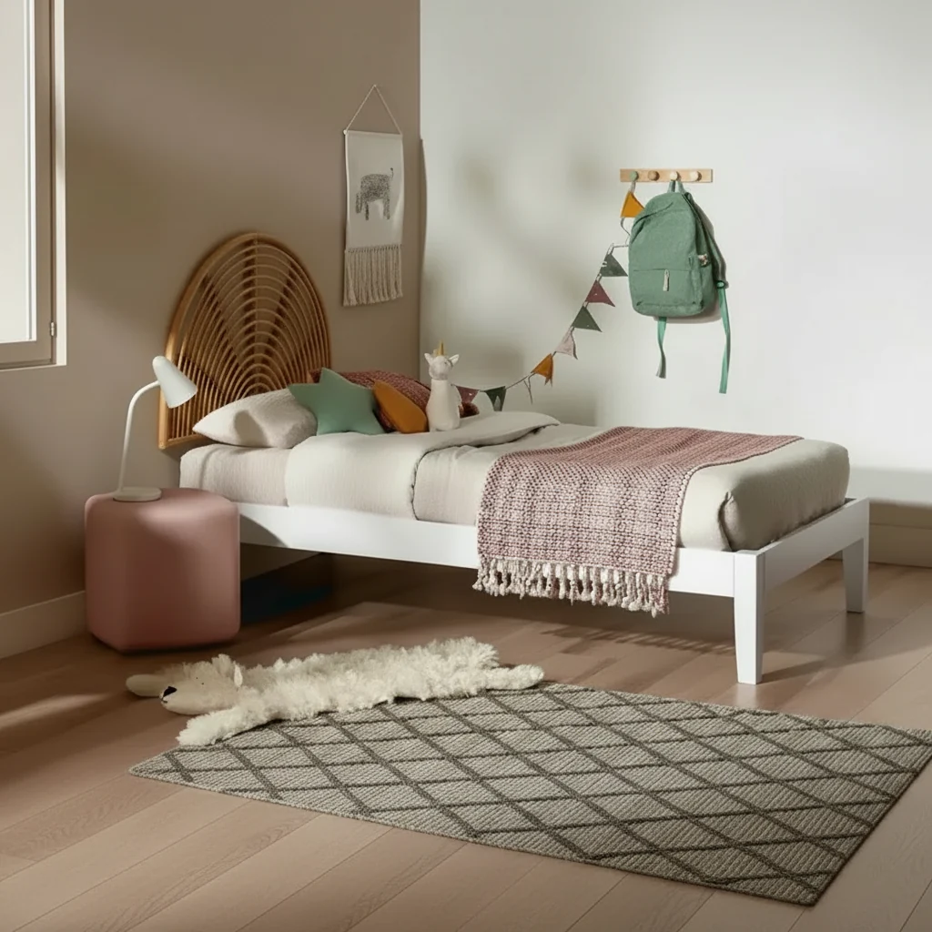 Natural Rattan Wall Mounted Headboard, Rainbow Pattern, Twin Size