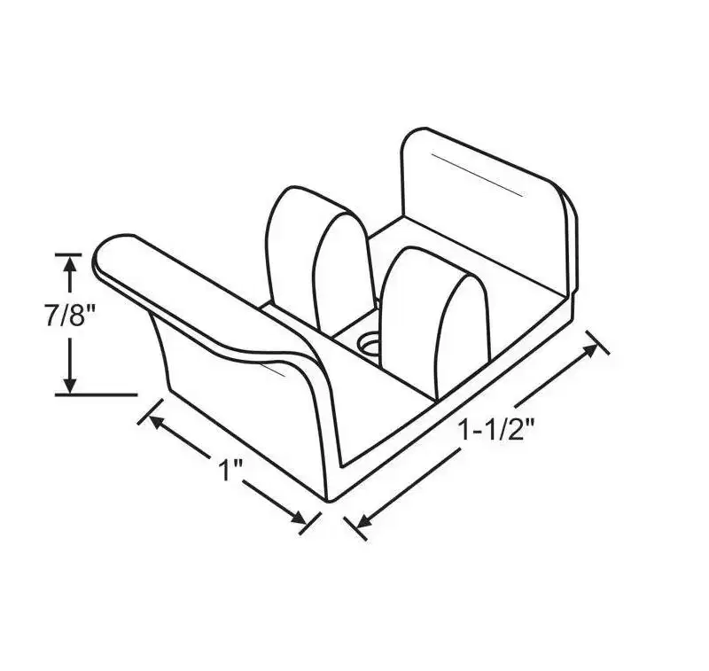 Brixwell Shower Door Guide, Nylon Material, 1-1/2 Length, 1 Width, 7/8 Height, White Finish