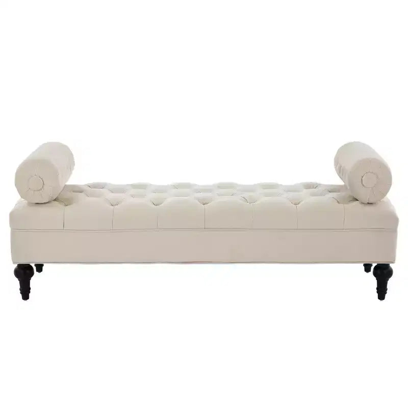 Modern End of Bed Bench for Bedroom, Velvet Upholstered Window Bench with 2 Detachable Pillows for Living Room or Entryway-Panipeachy