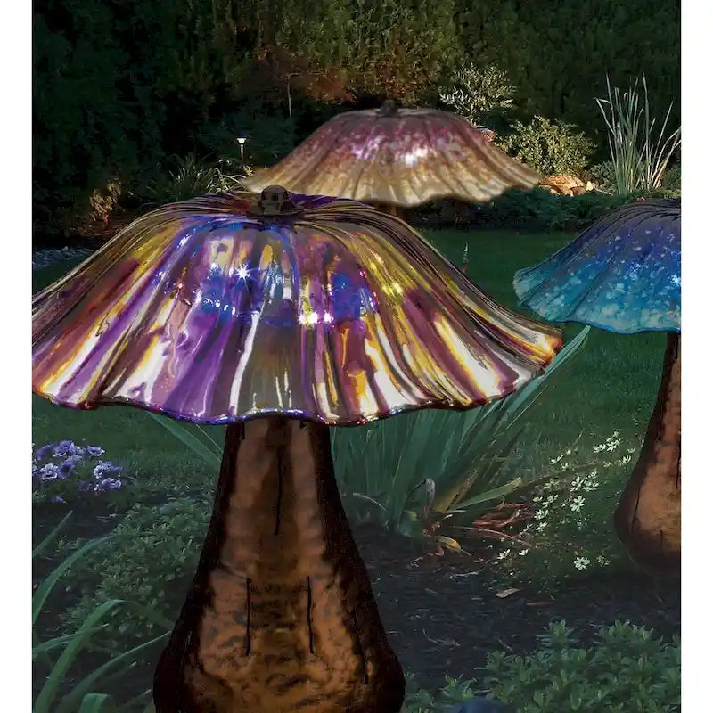 Solar Toadstool Stake - Purple/Yellow - 11X11X13.75