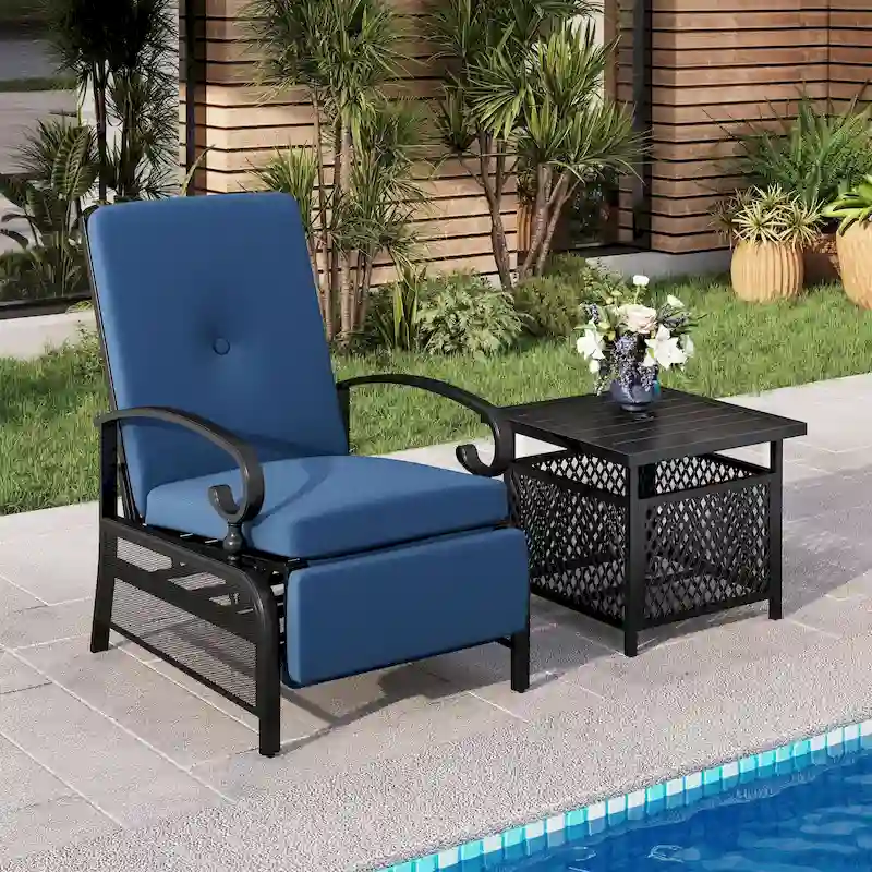 MAISON ARTS 2-piece Adjustable Recliner and Side Table Bistro Set
