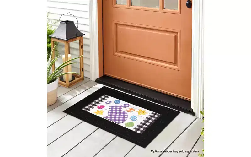 Briarwood Lane Easter Checkered Spring Bunny Mini Mat 22x10 Indoor Outdoor For Easter Doormat