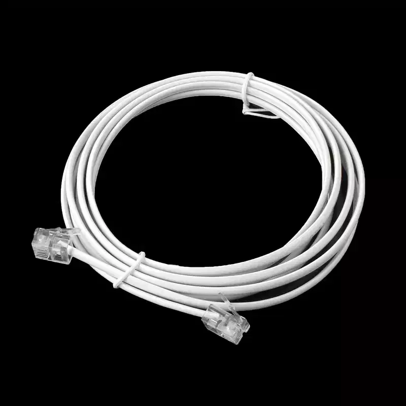 Unique Bargains Plastic High-Speed Data Transfer Telephone Cable 2M/ 6.56Ft Clear, White 1 Pc