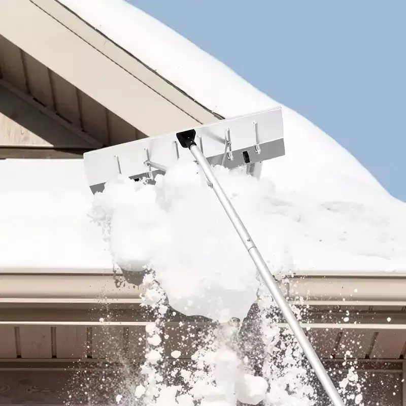 VEVOR Snow Roof Rake, 26 in Aluminum Blade, 7.5-20 ft Adjustable Roof Snow Scraper with Wheels, Anti-Slip Handle Snows Removal Tool, Silver