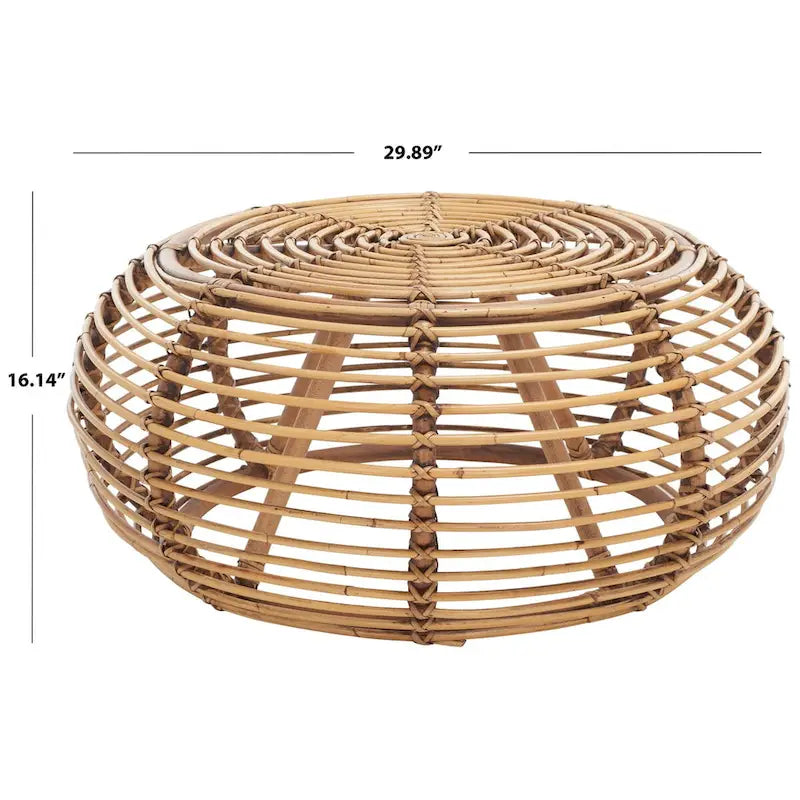 Round Rattan Coffee Table, 30W x 30D x 16H