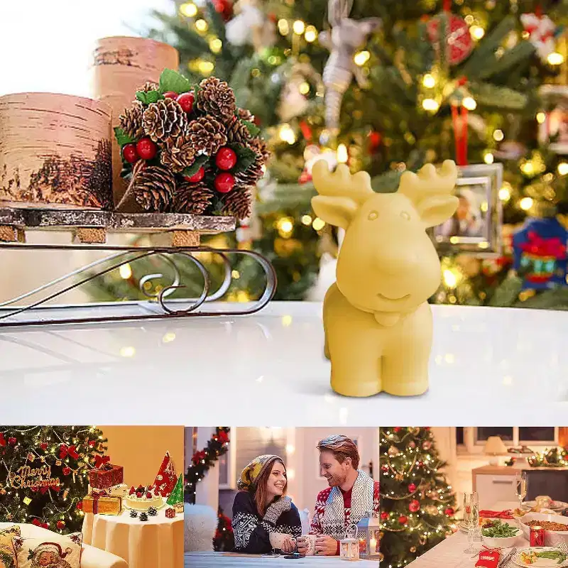 JDICTION 3D Christmas Candle Molds - Deer Silicone Molds: Candle, Bath Bomb, Chocolate & Cake Decor, Ideal for Christmas Party