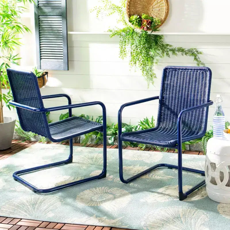 Hutton Chair (Set Of 2) - Indoor/Outdoor - PAT4040 - Blue - Safavieh