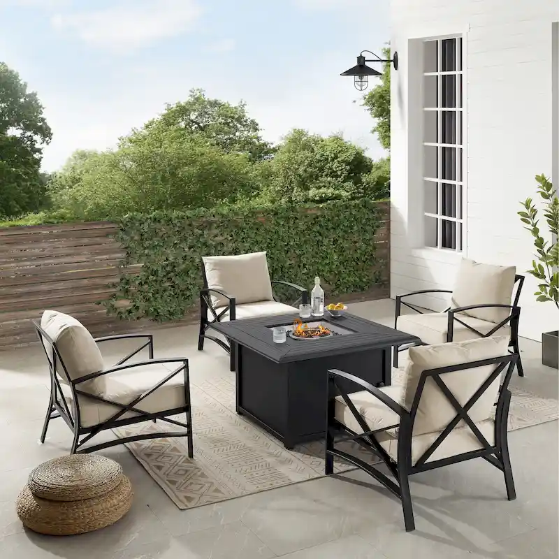 Crosley Kaplan 5Pc Outdoor Conversation Set W/Fire Table - 140 W x 140 H x 32 D