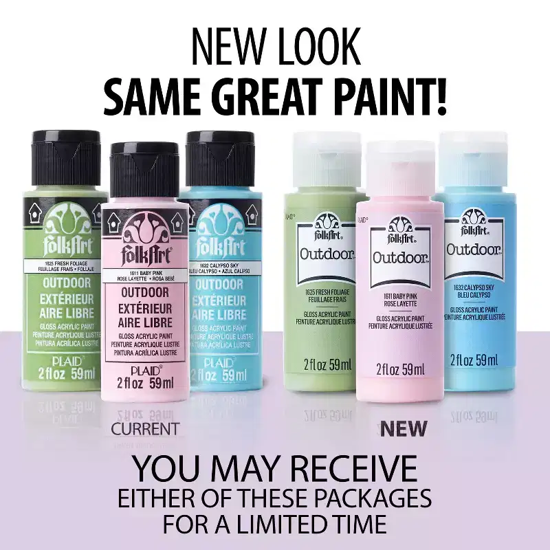 Folkart Outdoor 12Pc Set 2Oz: Multicolored Acrylic Paint & Primer for Exterior/Interior Use, Quick Dry, 36 Sq Ft Coverage