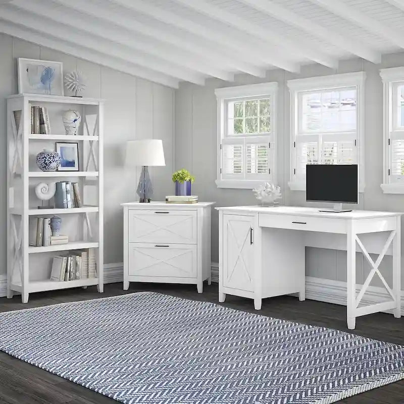 Key West 54W Computer Desk with Cabinet and Bookcase by Bush Furniture