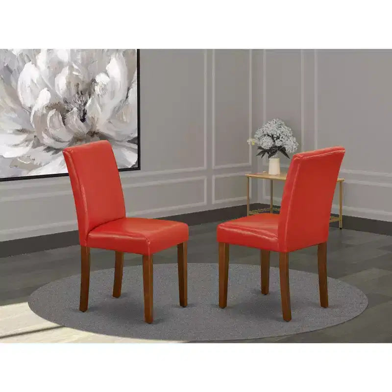 HomeStock Abbott Parsons Dining Chairs Firebrick Red Faux Leather Set Of 2