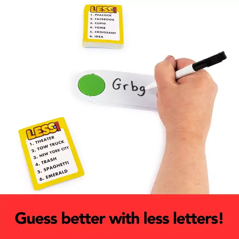 Spin Master Games Less is More, Party Board Game Fun Word Letter Card Game Funny Gift Toy Living Room Family Game Night