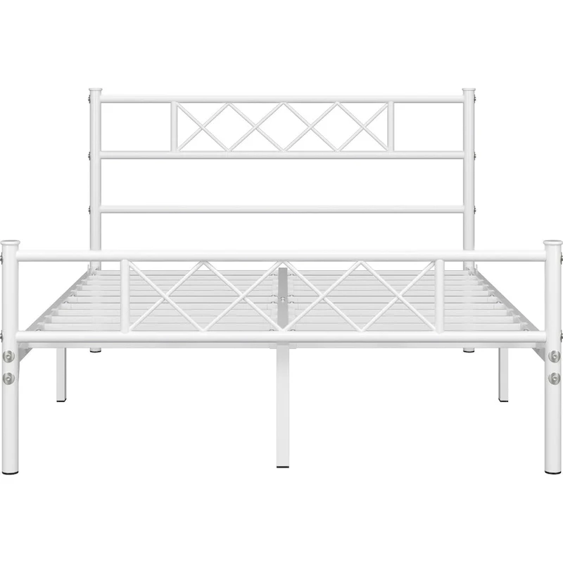 Metal Bed Frame with Slatted Base