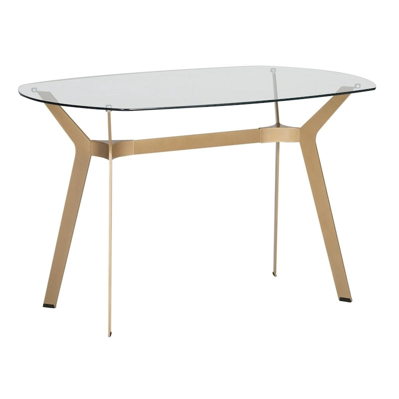 48-Inch Tempered Glass Writing Desk with Metal Legs