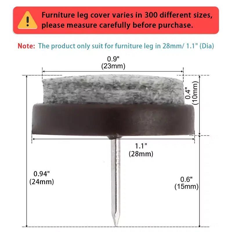 Unique Bargains Nail on Felt Furniture Table Chair Leg Pads 27mm/1 Pack of 30