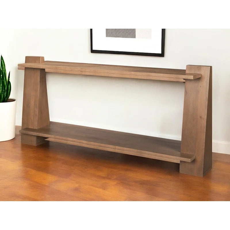 HomeRoots 67 Brown Solid Wood Solid Console Table With Shelf - 67' X '30' X '15.5