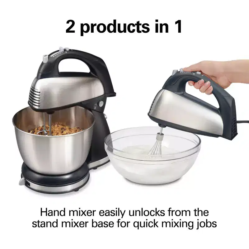 Hamilton Beach 6-Speed Classic Hand Mixer - Black: Metal, 290W, Dishwasher-Safe Parts, Stand Mixers for Kitchen