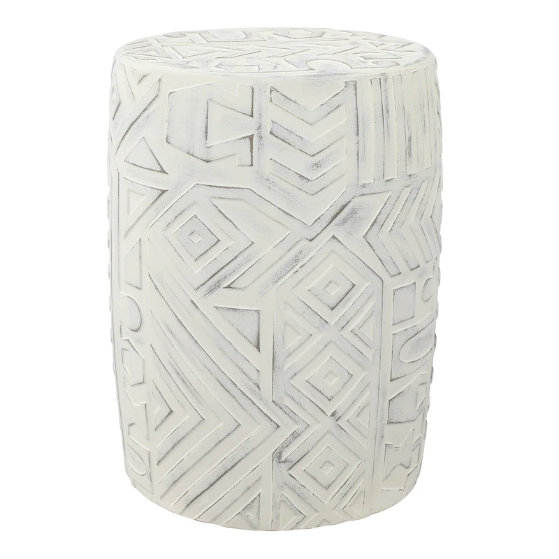 Yoli 17.75 Transitional Bohemian Geometric Drum Garden Stool, by JONATHAN Y