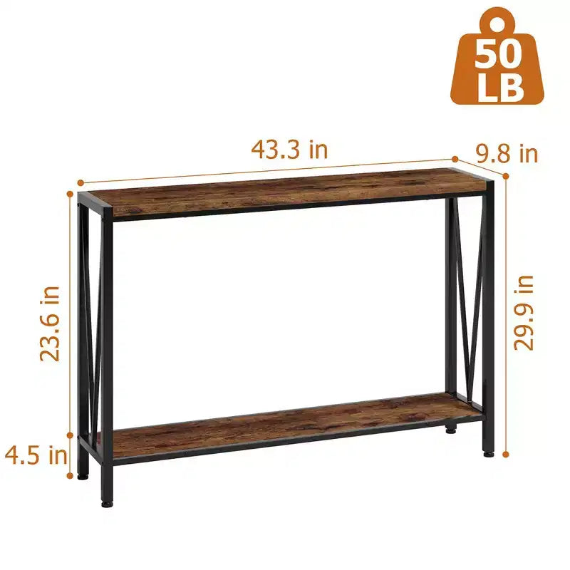 Whizmax 2-Tier Narrow Console Sofa Side Table, Premium Entryway Furniture, 42.9 x 9.8 x 29.9 (Gray )