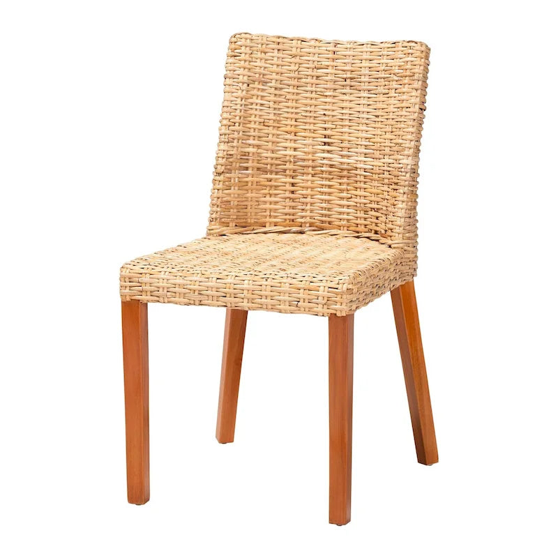 Bohemian Light Honey Kubu Rattan & Mahogany Wood Dining Chair