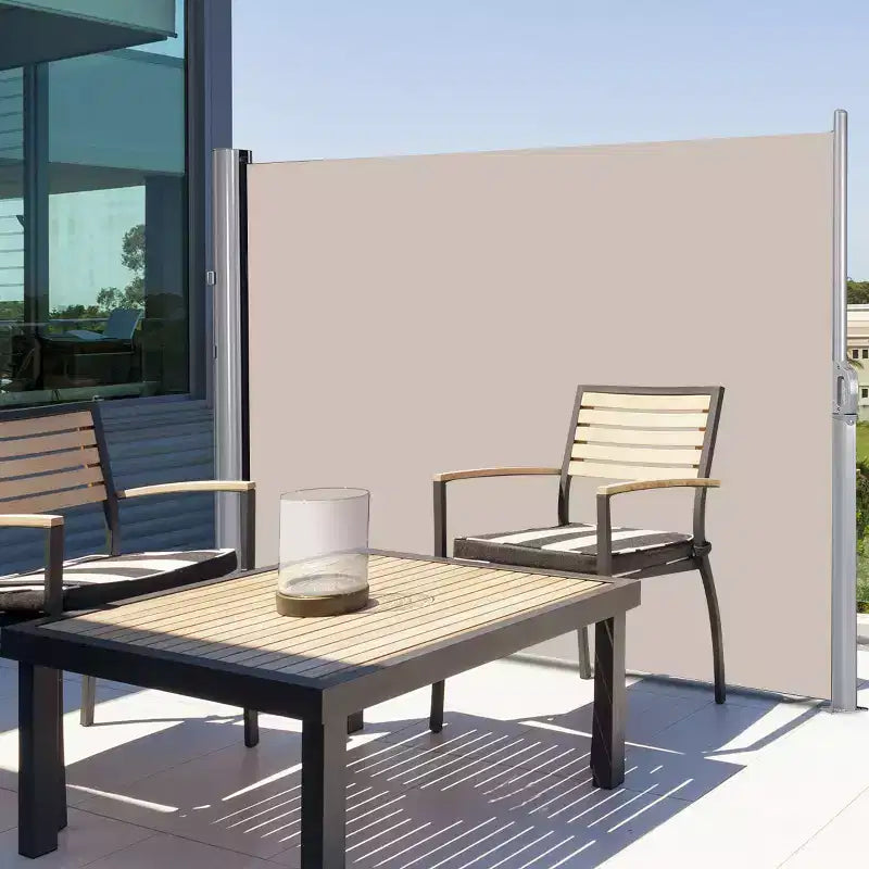 Costway 118.5 x 71 Patio Retractable Folding Side Awning Screen Privacy Divider Beige