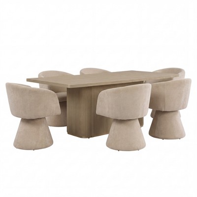 Christopher Knight Home Busaba Modern 7 Piece Wooden and Metal Dining Set with 180 Swivel Chairs