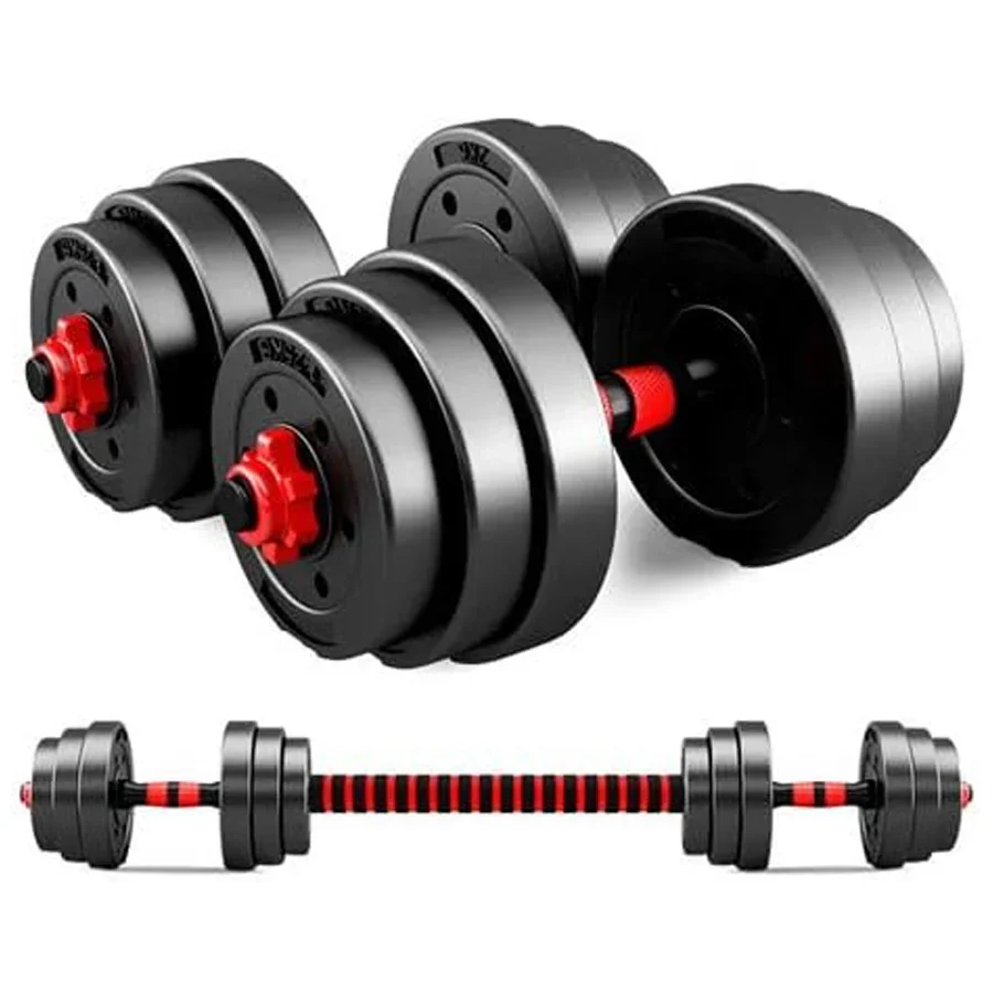 Adjustable Dumbbells & Barbell Set ¨C Vinyl?Coated 20?/?25?/?30?kg Muscle Workout Kit for Home Gym, Noise?Reducing, Space?Saving