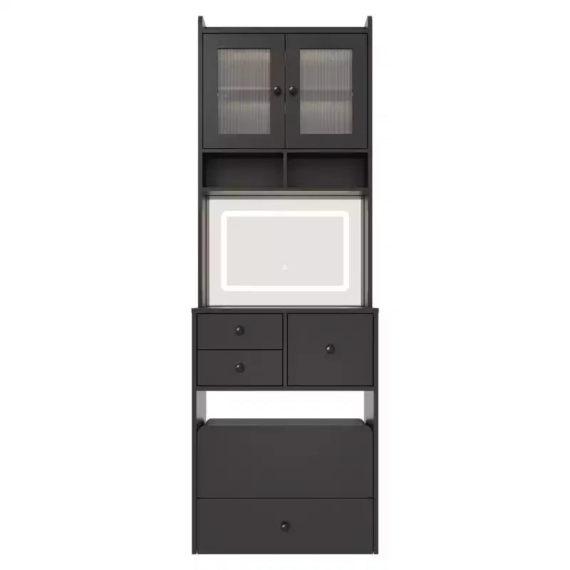 Compact Vanity, Make Up Vanity Desk with Mirror and Lights, White Vanity Table Set with Charger Station,Girls Small Vanity and Storage Chair