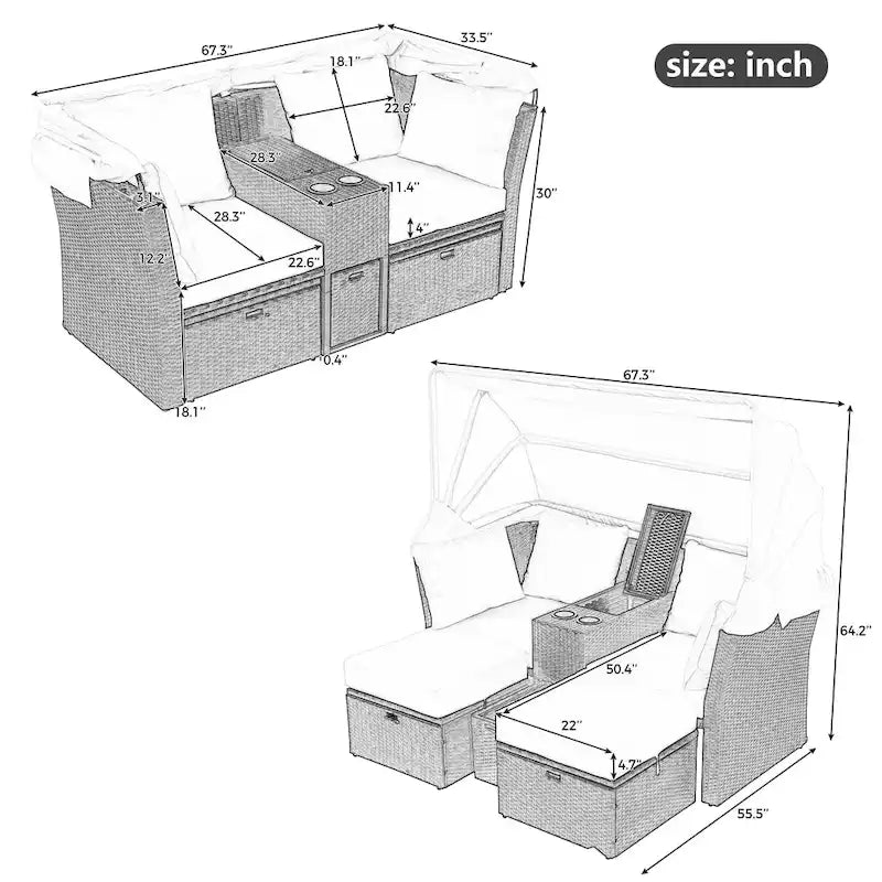 Patio Daybed Set with canopy