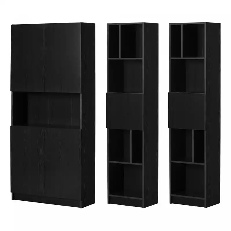 Bookcase And 2 Narrow 5-shelf Bookcases - Black Oak