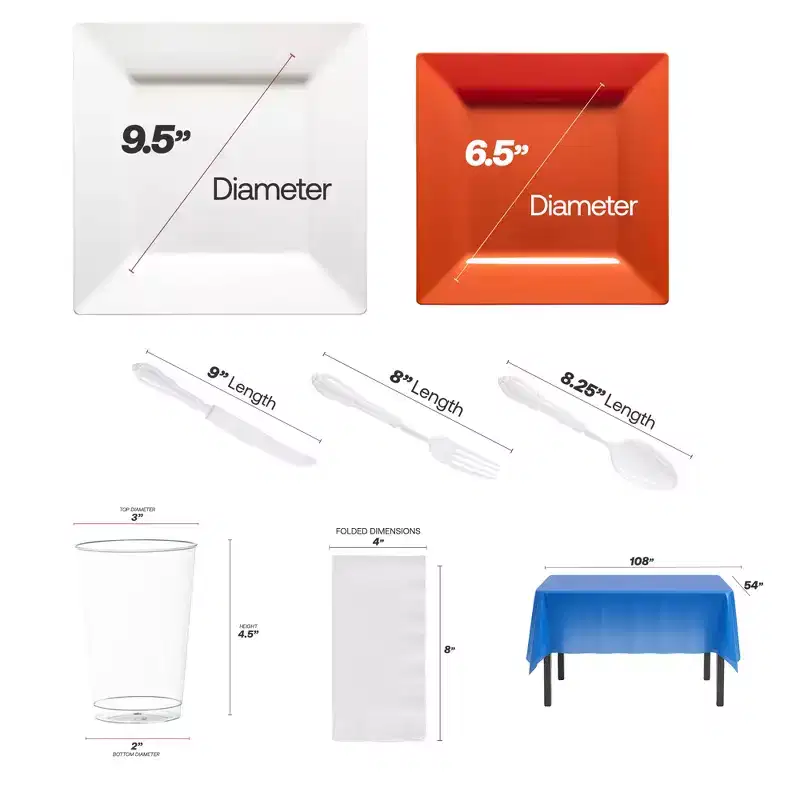 Smarty Had A Party Orange, Blue, And White NFL / NBA / MLB Dinnerware Set - 60 Sets