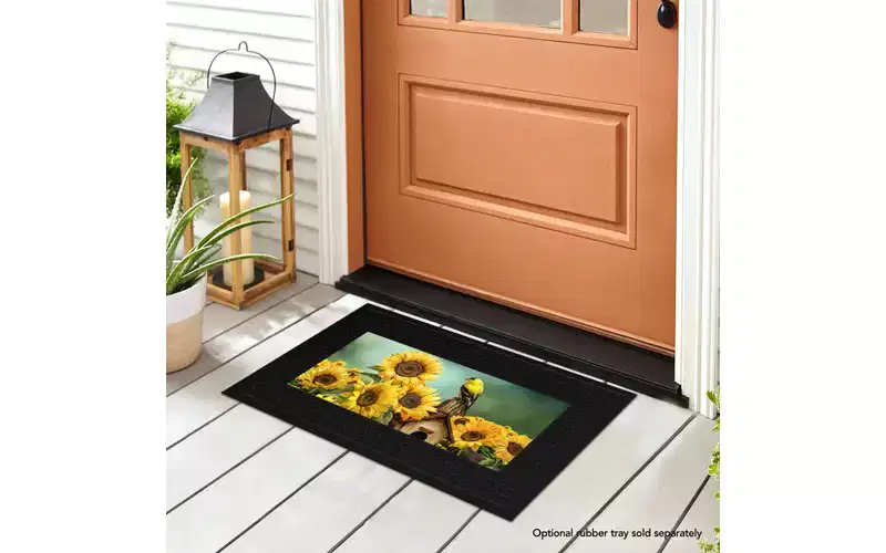 Briarwood Lane Goldfinch and Sunflowers Summer Mini Mat 22x10 Indoor Outdoor For Summer Doormat