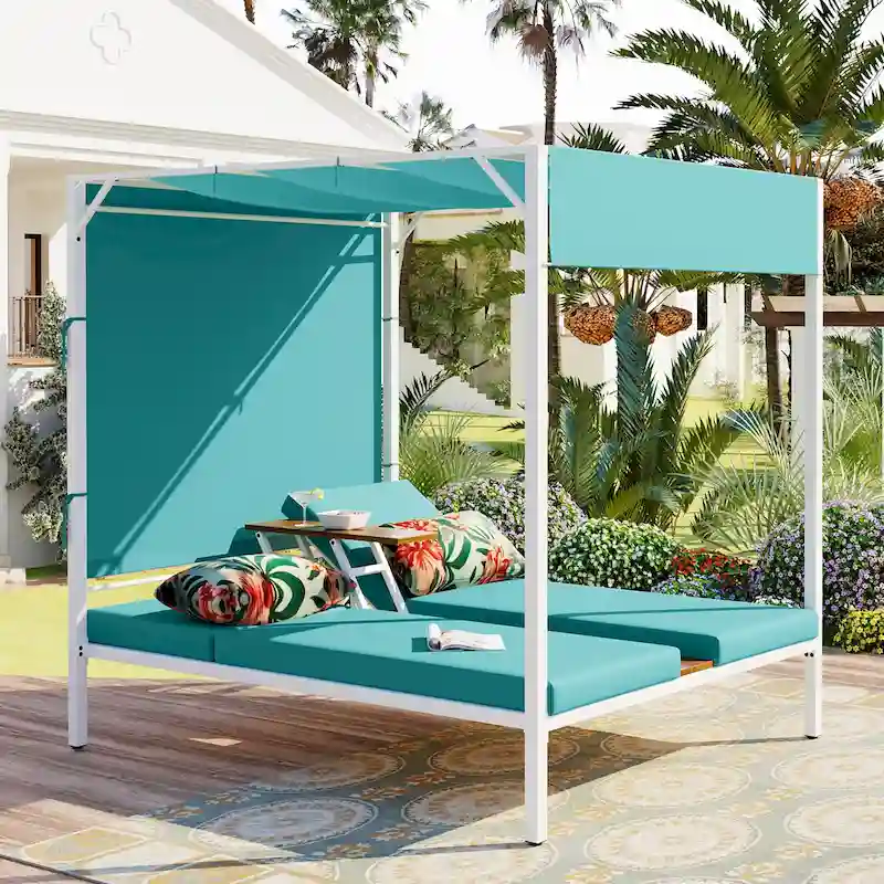 Outdoor Patio Sunbed Daybed with Cushions