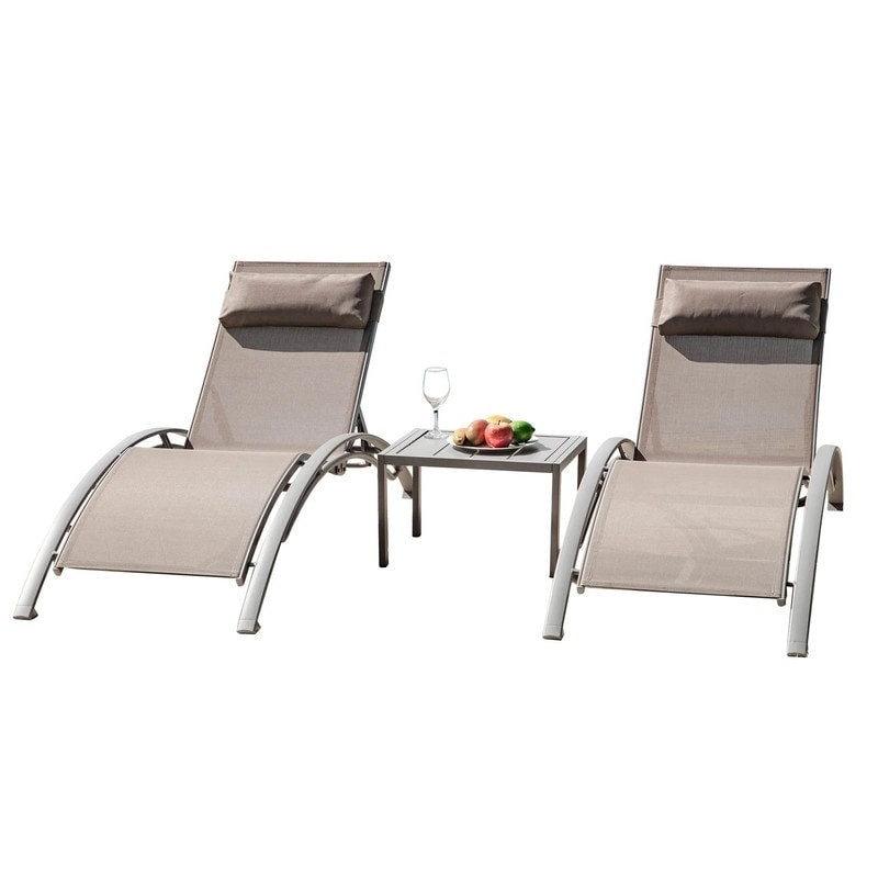 Domi Outdoor Living Aluminum Patio Chaise Lounge Set  Curved Design, Adjustable Positions, and Durable Construction - N/A