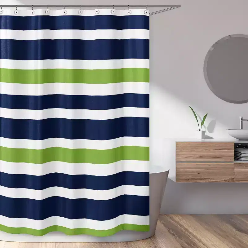 Sweet Jojo Designs Shower Curtain 72in.x72in. Stripe Blue Green and White