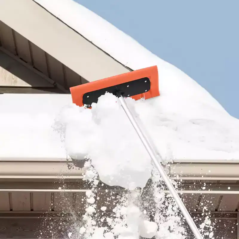 VEVOR Snow Roof Rake,17.7in Foam Blade,7.3-18.4ft Adjustable Roof Snow Scraper,Extension Tubes&Non-Slip Handle, Lightweight Snows Removal Tool,Silver