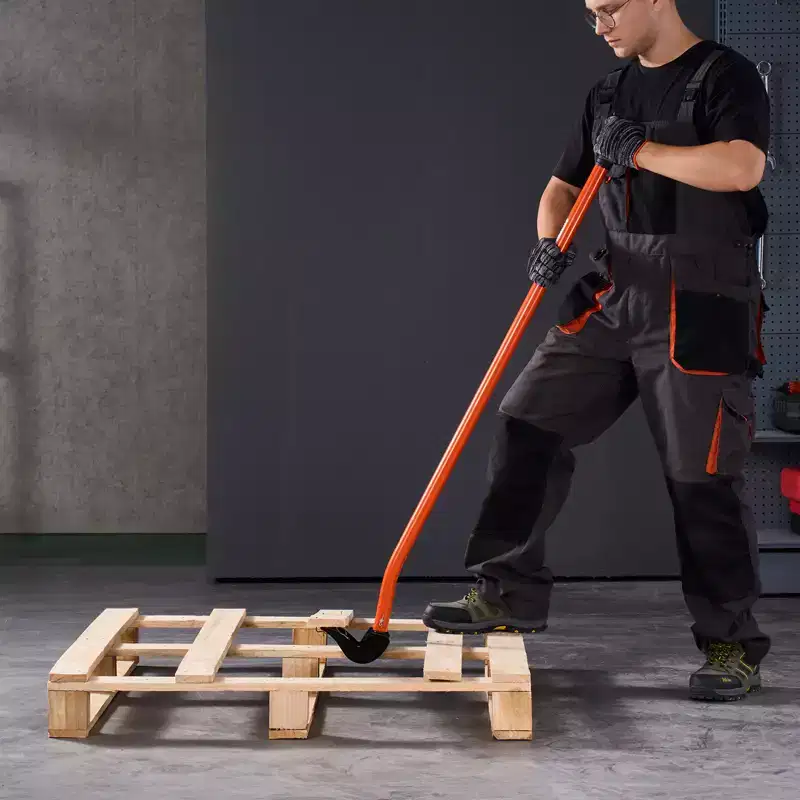VEVOR Pallet Buster Tool, 50 Inch Carbon Steel Handle Wrecking Pry Bar, 2000 lbs Weight Capacity, Heavy Duty Deck Board Removal Tool, Orange
